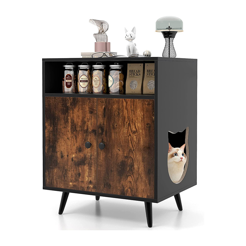 2-in-1 Cat Washroom Cabinet with Open Compartment