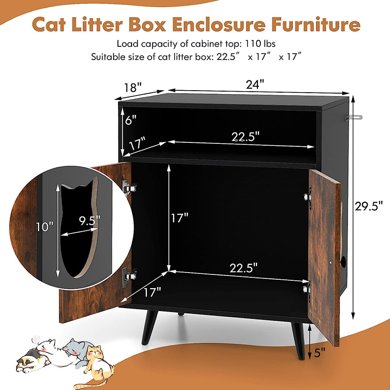 2-in-1 Cat Washroom Cabinet with Open Compartment