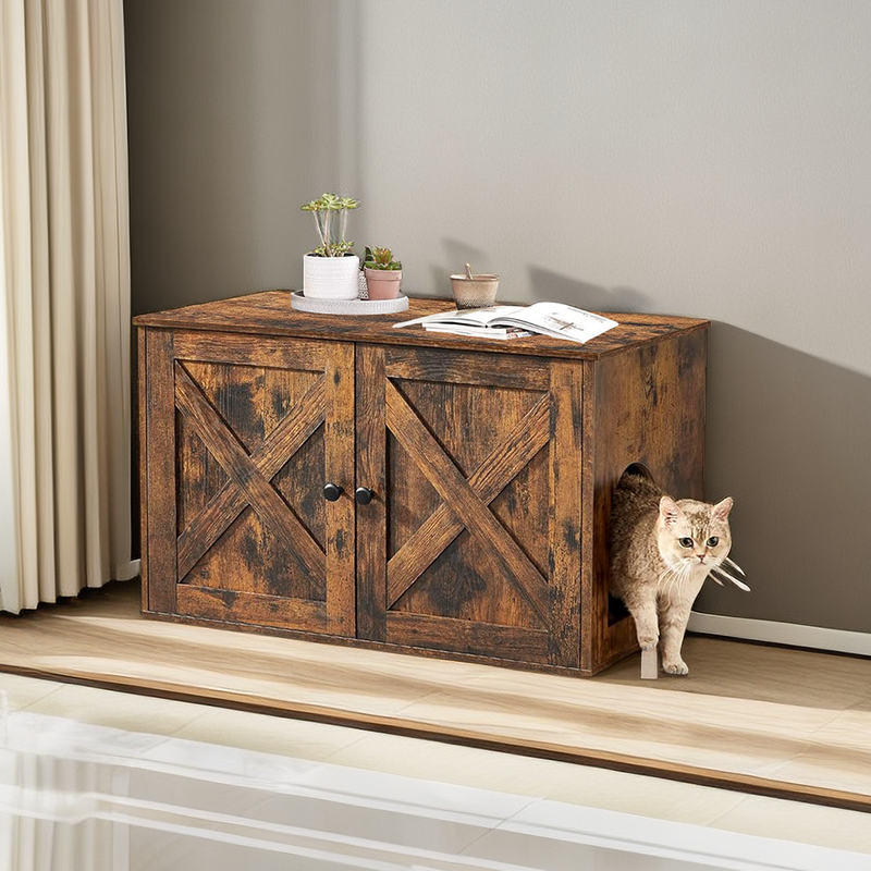 Cat Litter Box Enclosure Hidden with Removable Divider