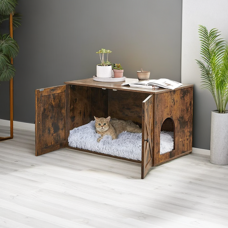 Cat Litter Box Enclosure Hidden with Removable Divider