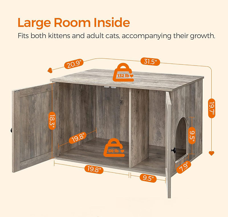 Cat Litter Box Enclosure Hidden with Removable Divider