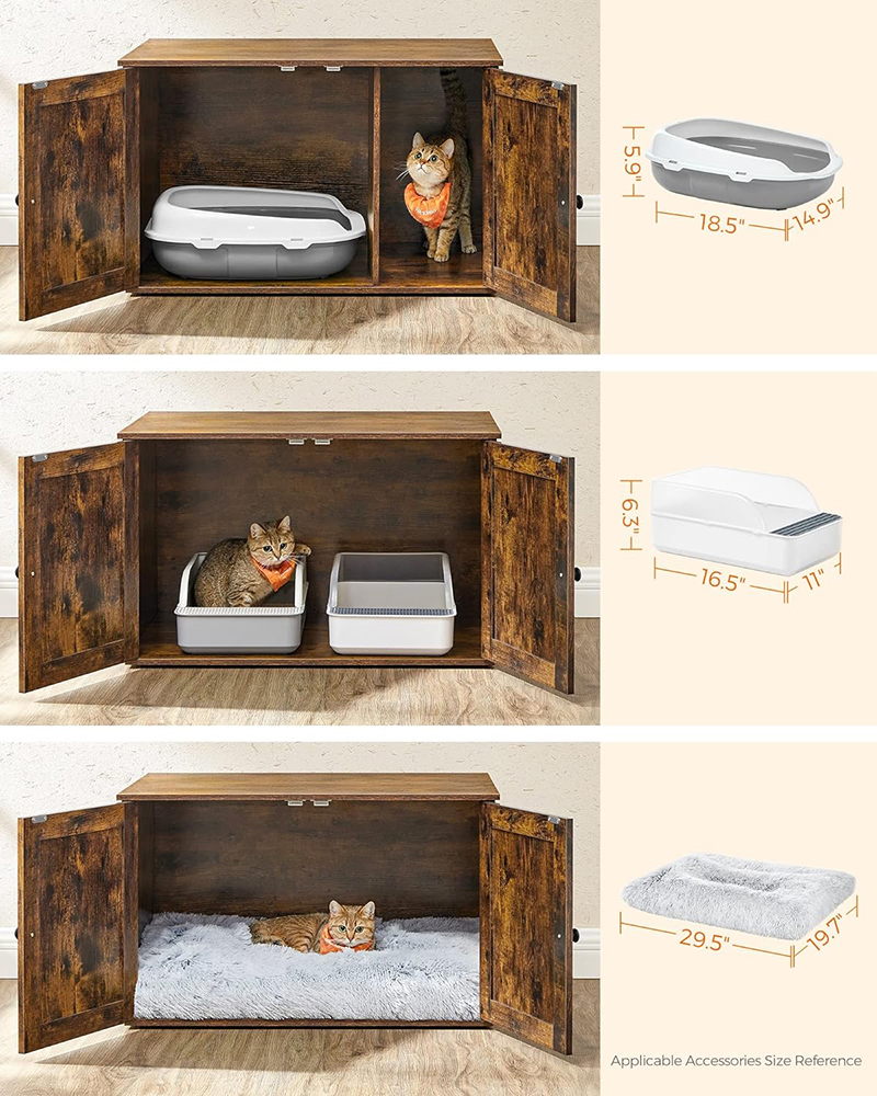 Cat Litter Box Enclosure Hidden with Removable Divider