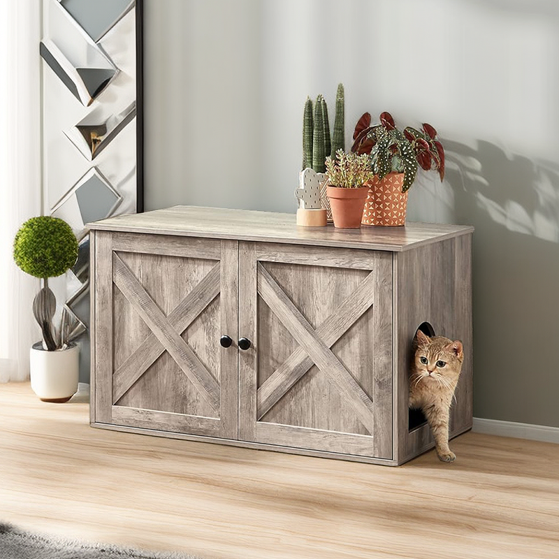 Cat Litter Box Enclosure Hidden with Removable Divider