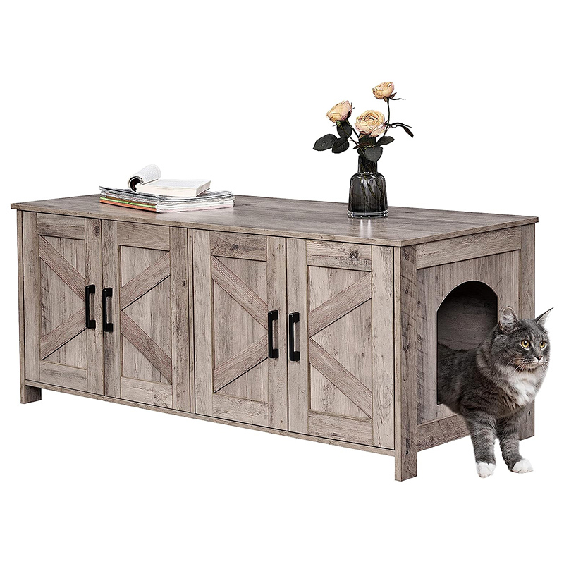 Cat Litter Box Enclosure for 2 Cats Litter Box Furniture Hidden with Double Room