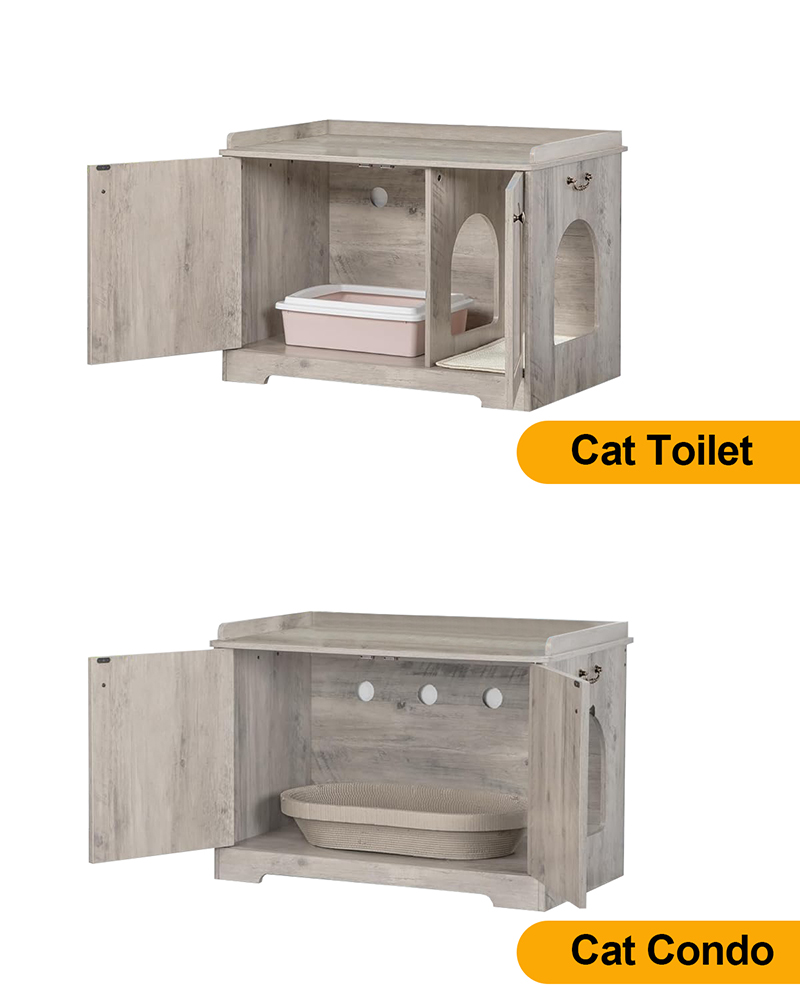 Cat Litter Box Enclosure with Handles and Removable Partition