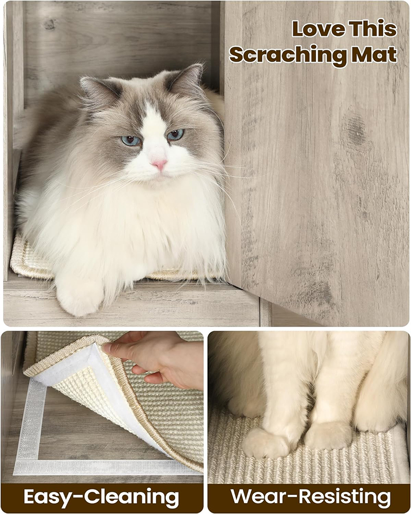 Cat Litter Box Enclosure with Handles and Removable Partition
