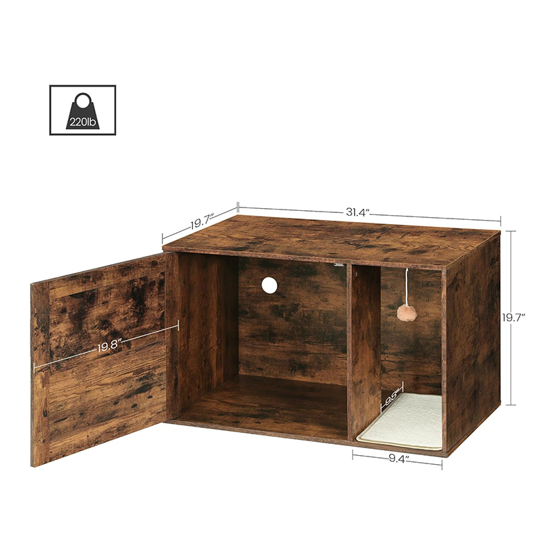 Cat Litter Box Enclosure with Rattan Door