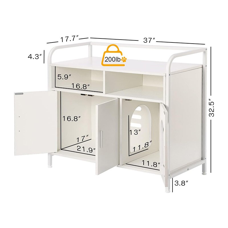 Cat Litter Box Furniture Hidden with Doors