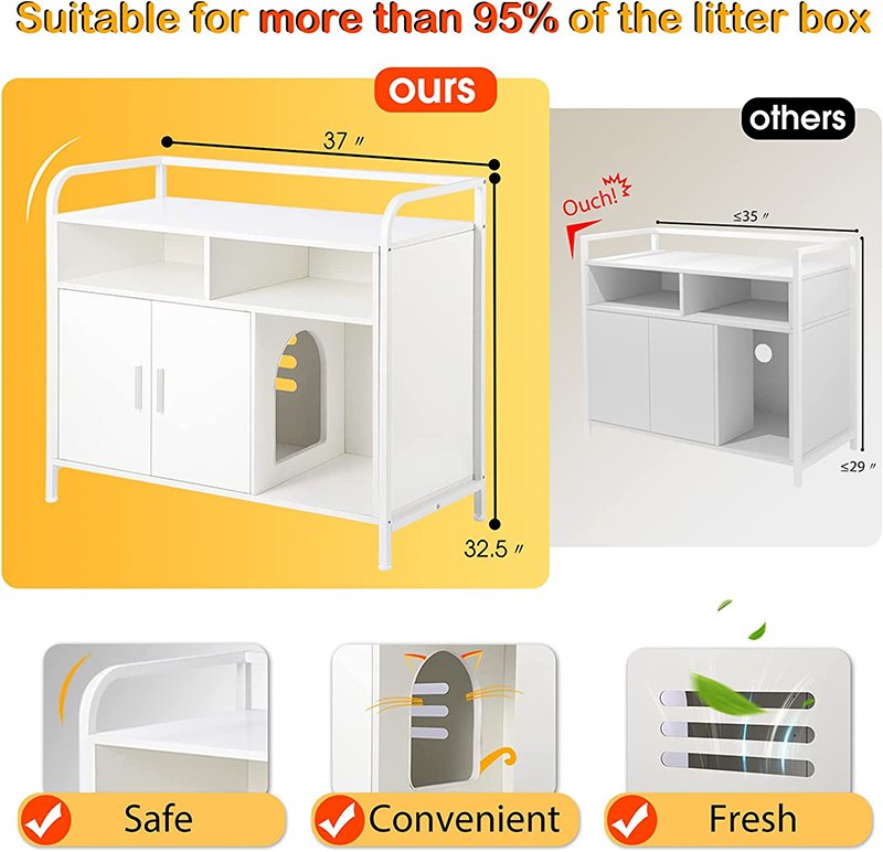 Cat Litter Box Furniture Hidden with Doors