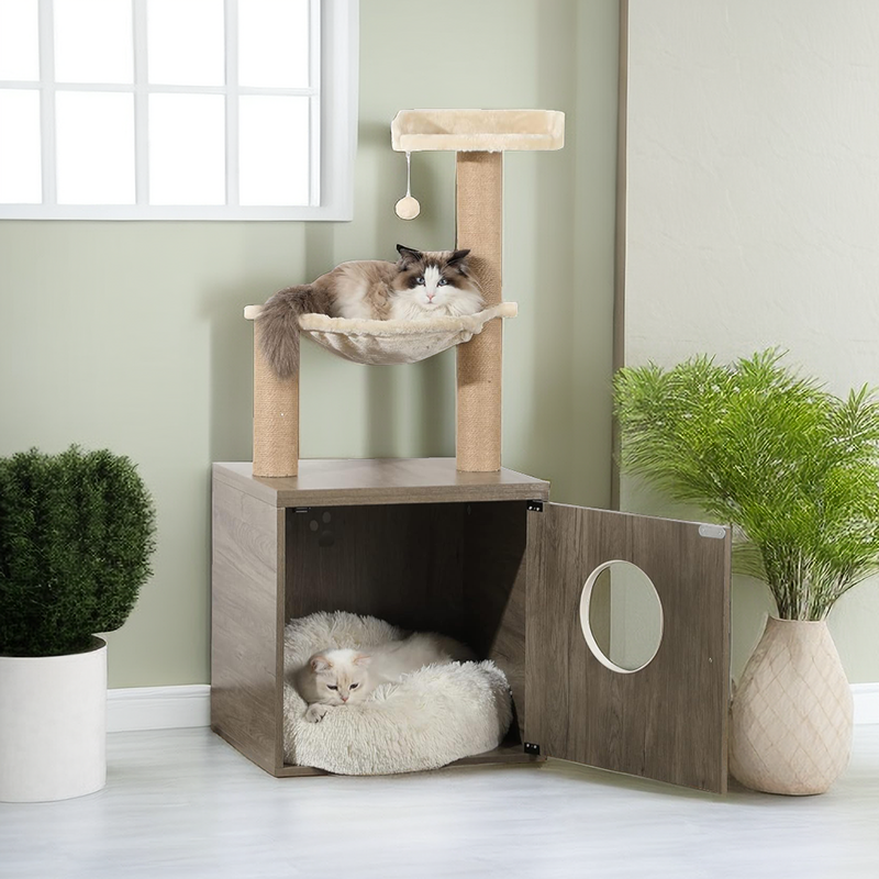 Cat Litter Furniture with Sisal Scratching Post and Toys