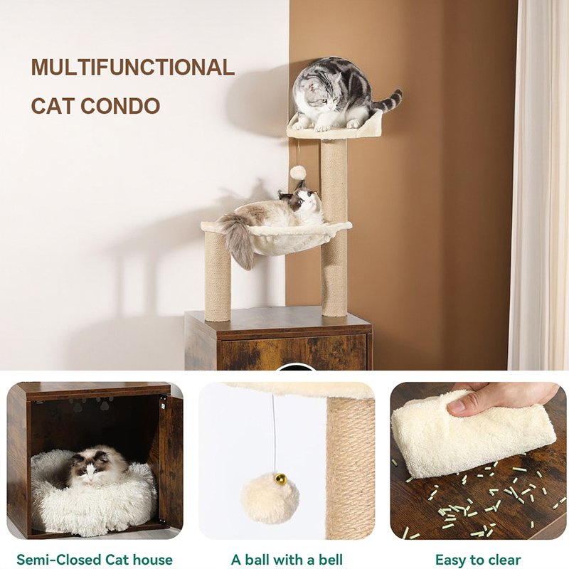 Cat Litter Furniture with Sisal Scratching Post and Toys
