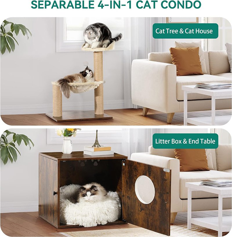 Cat Litter Furniture with Sisal Scratching Post and Toys