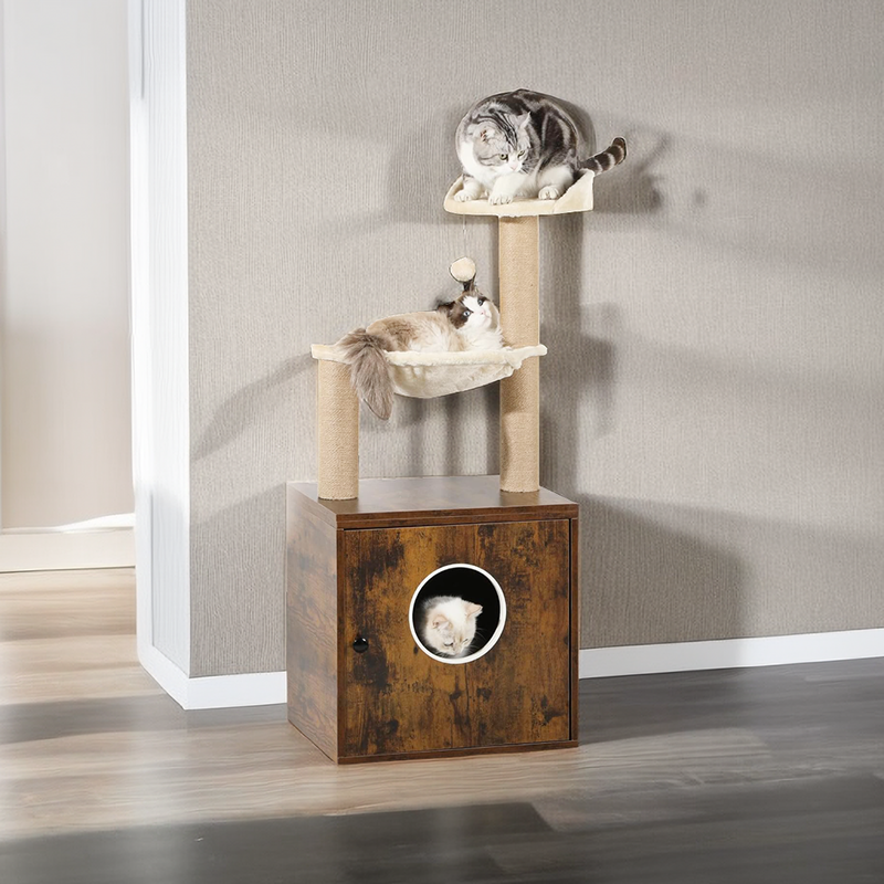 Cat Litter Furniture with Sisal Scratching Post and Toys