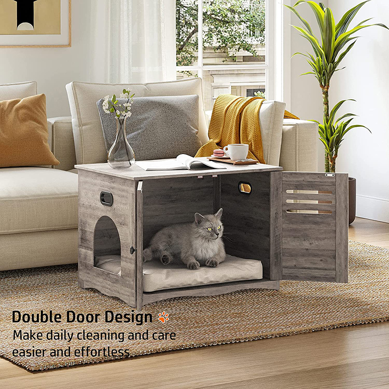 Cat Litter House with Louvered Doors Entrance Can Be on Left or Right