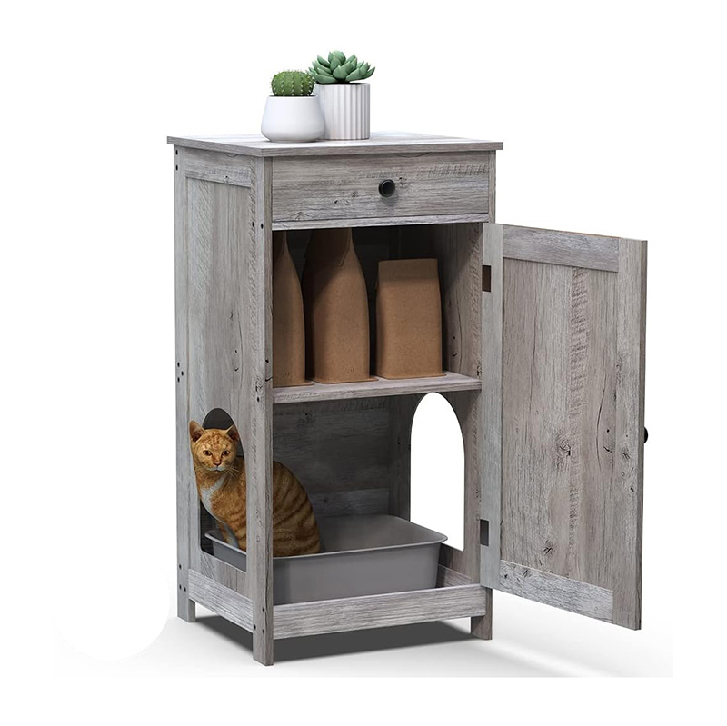 Contemporary Home Hidden Cat Litter Box Nightstand Storage Drawer