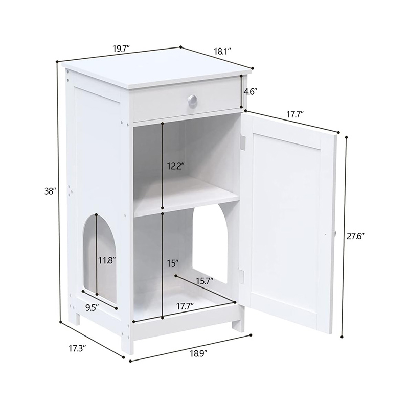 Contemporary Home Hidden Cat Litter Box Nightstand Storage Drawer