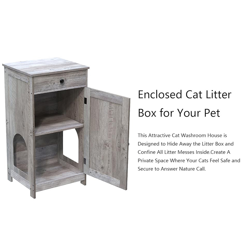 Contemporary Home Hidden Cat Litter Box Nightstand Storage Drawer