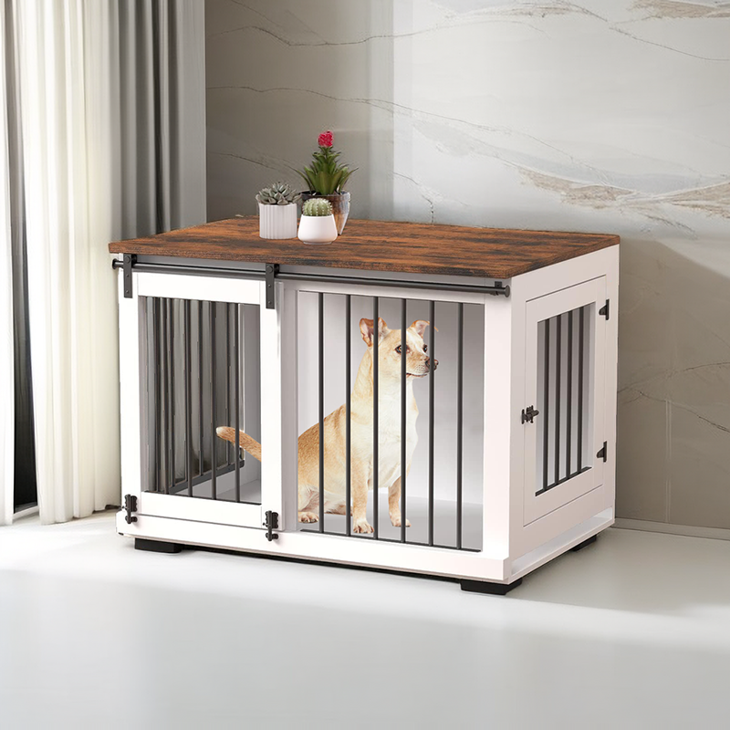 Dog Crate Furniture for Large Dogs with Barn Door