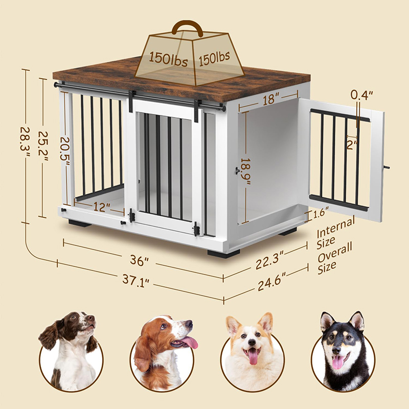 Dog Crate Furniture for Large Dogs with Barn Door