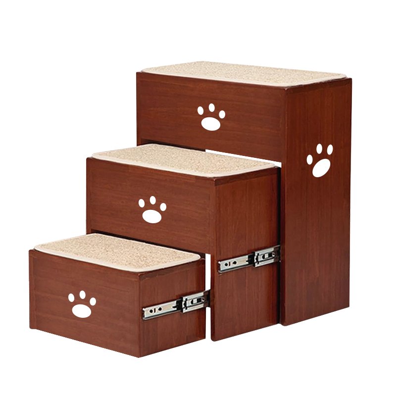 Dog Stairs to Bed Wooden Pet Steps for Small Dogs Non-Slip Sturdy Pet Ladders for Couch
