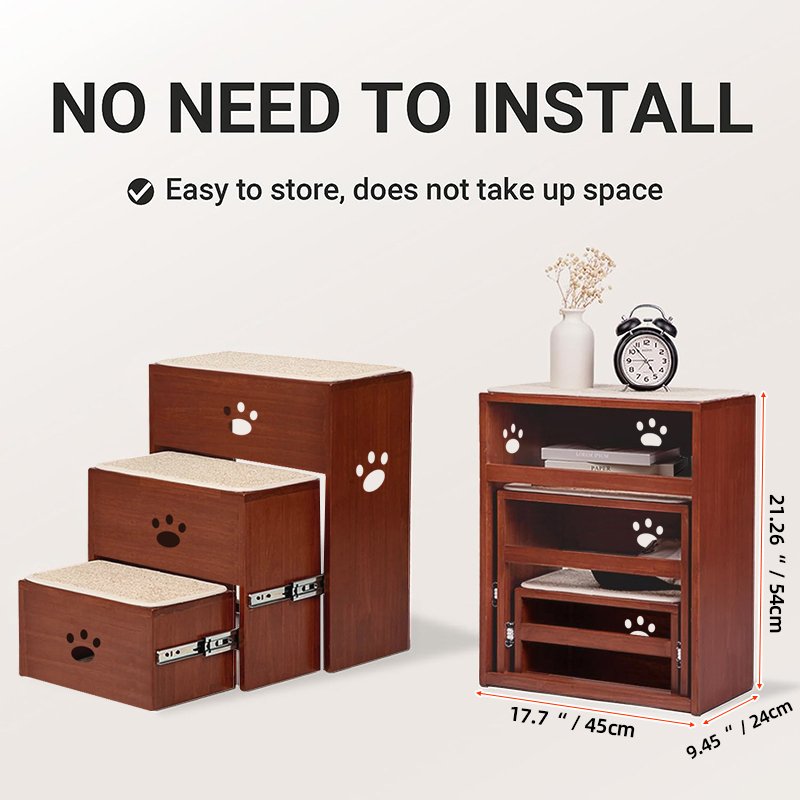 Dog Stairs to Bed Wooden Pet Steps for Small Dogs Non-Slip Sturdy Pet Ladders for Couch