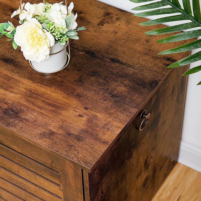 Hidden Cat Litter Box Furniture with Louvered Door