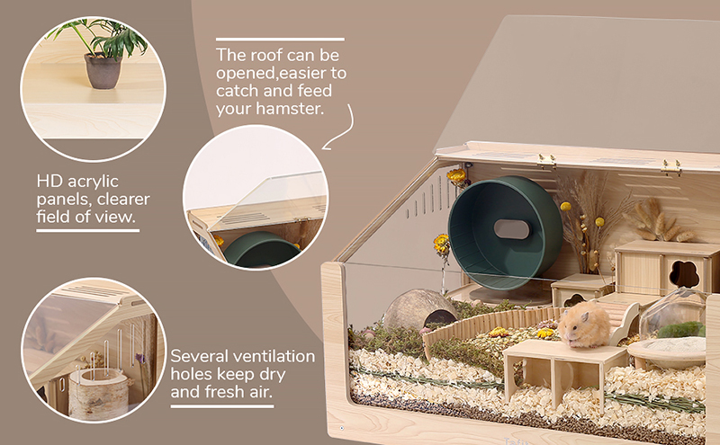 Large Wooden Hamster Cage Waterproof