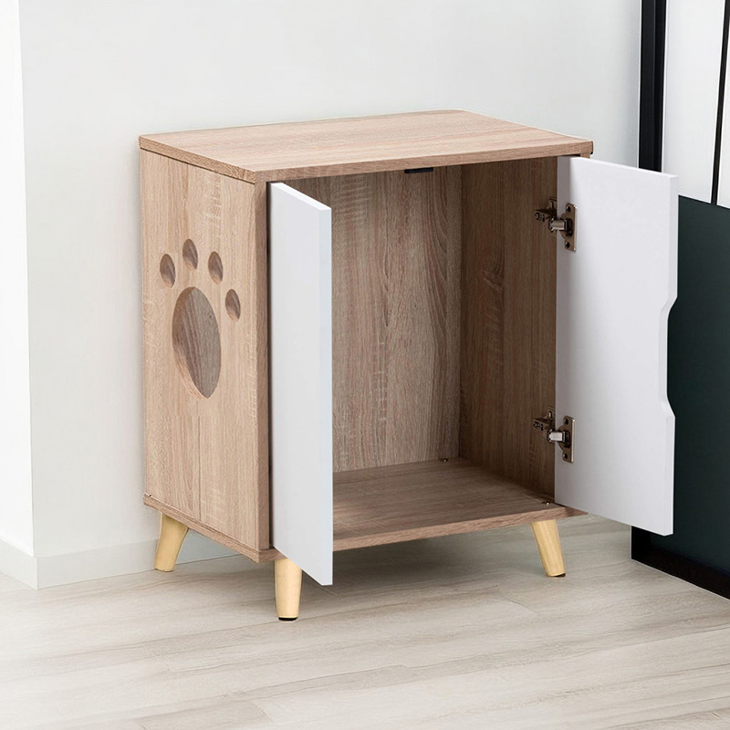 Litter Box Shell Wooden Pet House End Table for Living Room or Bedroom