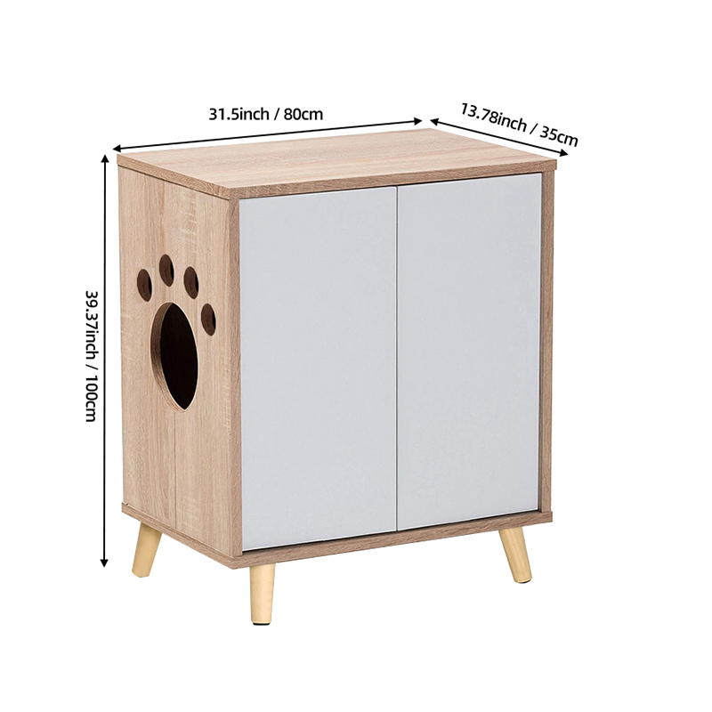 Litter Box Shell Wooden Pet House End Table for Living Room or Bedroom