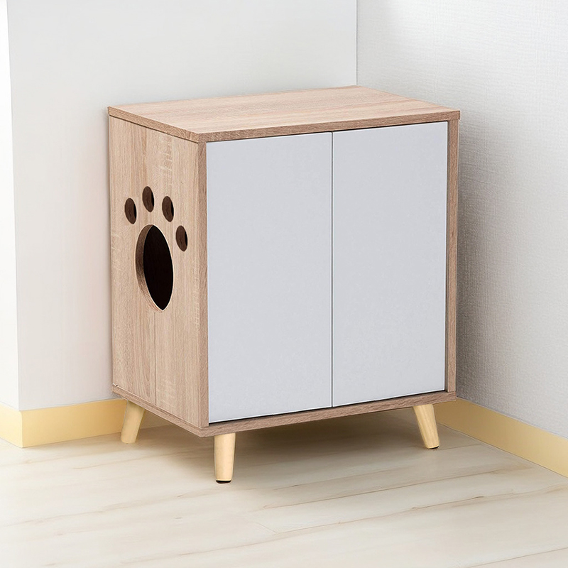 Litter Box Shell Wooden Pet House End Table for Living Room or Bedroom