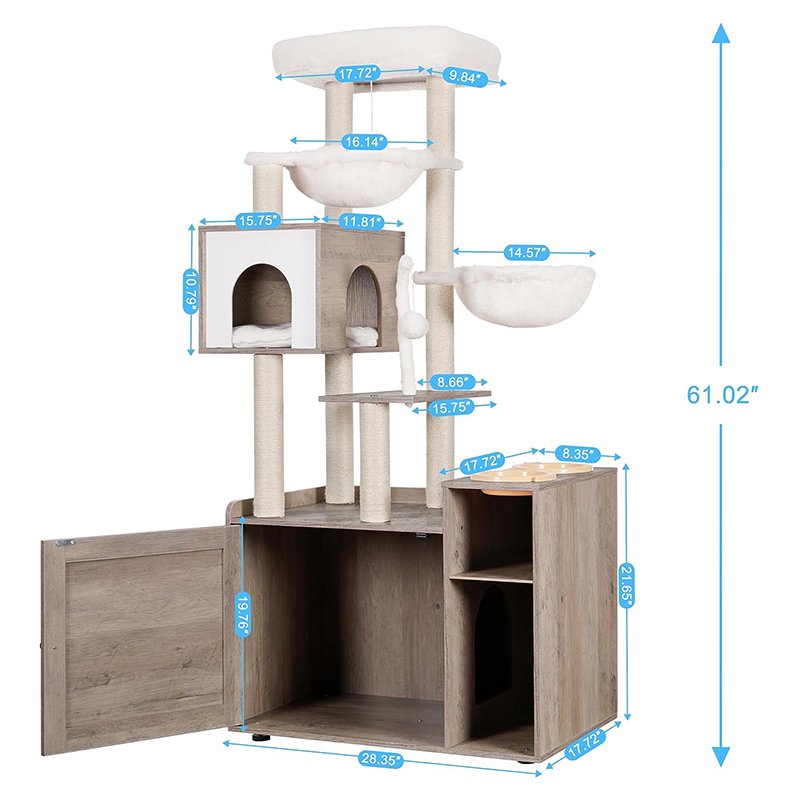 Modern Cat Tower for Indoor Cats with Large Platform All-in-one