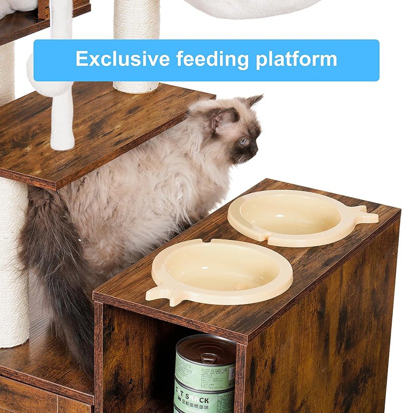 Modern Cat Tower for Indoor Cats with Large Platform All-in-one