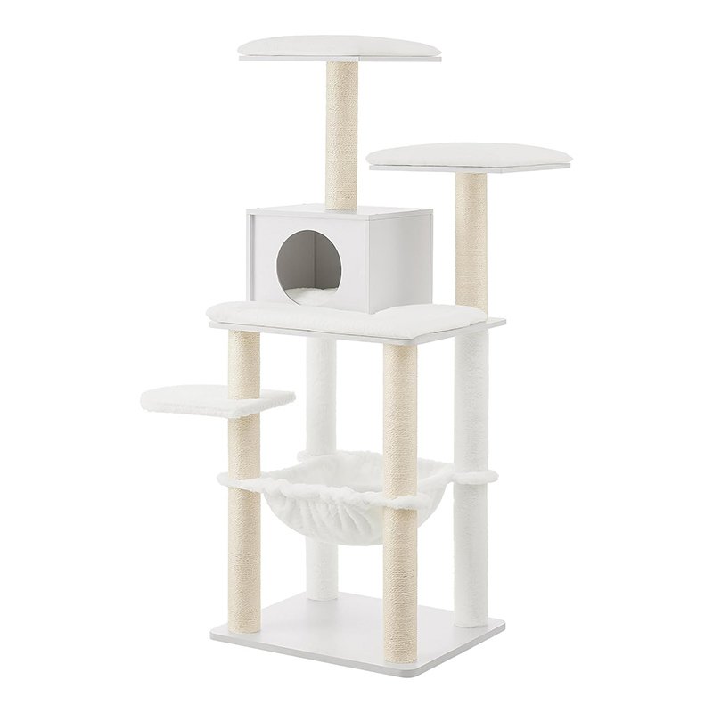 Multi-Level Cat Condo with Ultra-Soft Plush & Scratching Posts & Hammock with Removable Washable Cushions