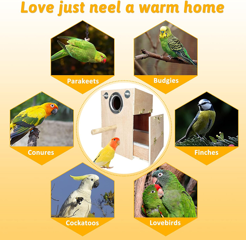 Parakeet Nesting Box Wooden Bird Breeding Nest