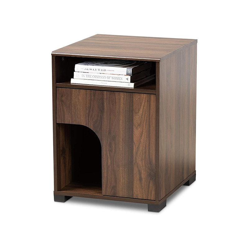 Walnut Litter Box Enclosure Decorative Wooden Cat House Home Indoor Pet Crate
