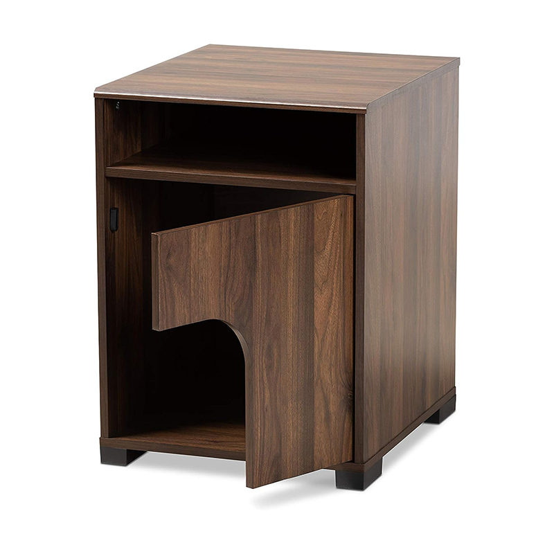 Walnut Litter Box Enclosure Decorative Wooden Cat House Home Indoor Pet Crate