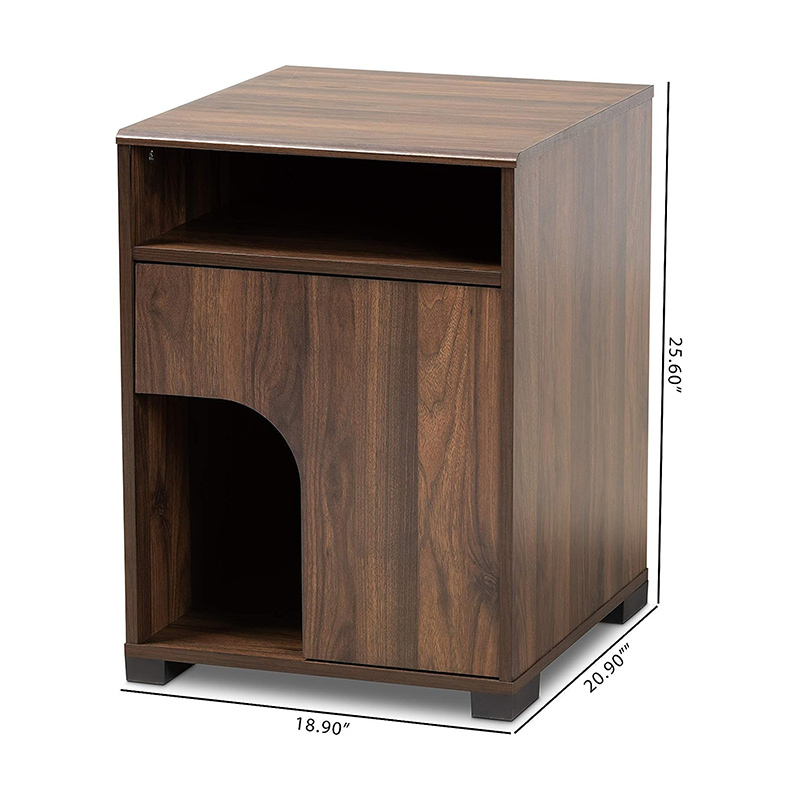 Walnut Litter Box Enclosure Decorative Wooden Cat House Home Indoor Pet Crate