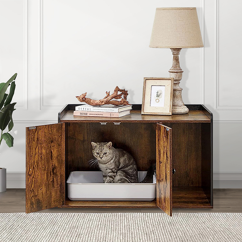 Wooden Cat Cage Crate Nightstand End Table Cat Litter Box