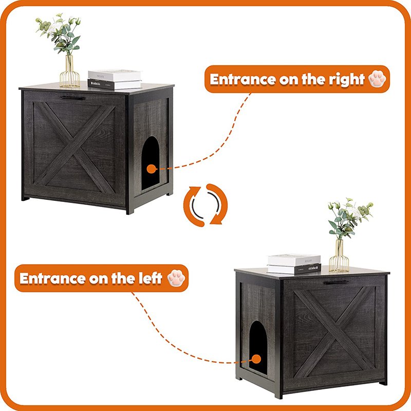 Wooden Cat Washroom End Table Nightstand