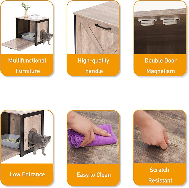 Wooden Cat Washroom End Table Nightstand