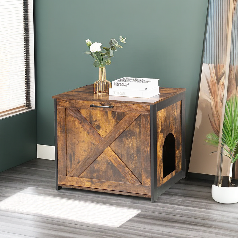 Wooden Cat Washroom End Table Nightstand