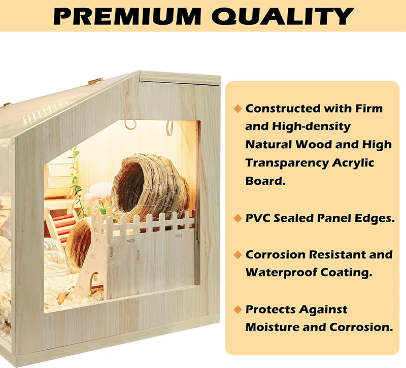 Wooden Hamster Cage Openable Top with Acrylic Sheets