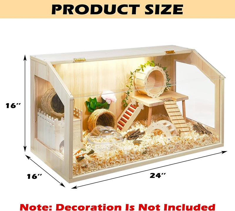 Wooden Hamster Cage Openable Top with Acrylic Sheets