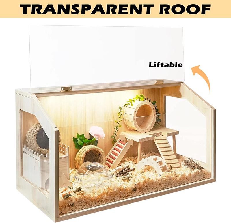Wooden Hamster Cage Openable Top with Acrylic Sheets