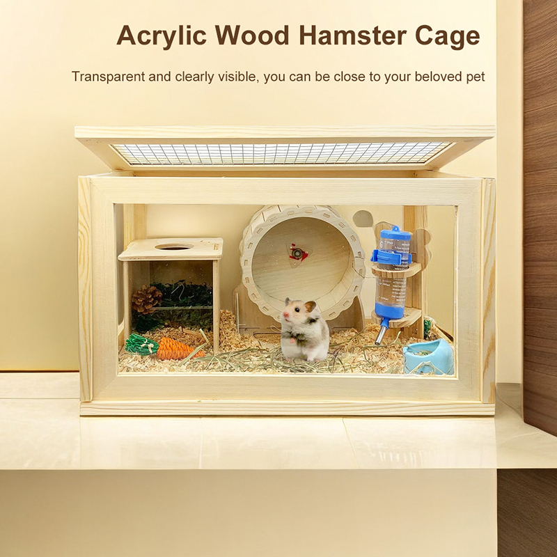 Wooden Hamster Cage and Habitats with Top Ventilation