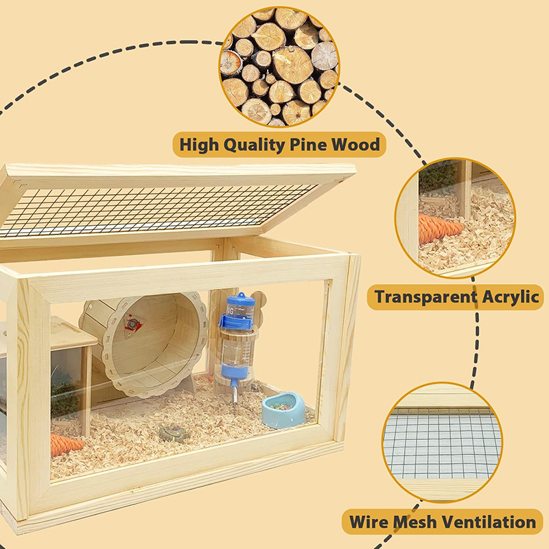 Wooden Hamster Cage and Habitats with Top Ventilation