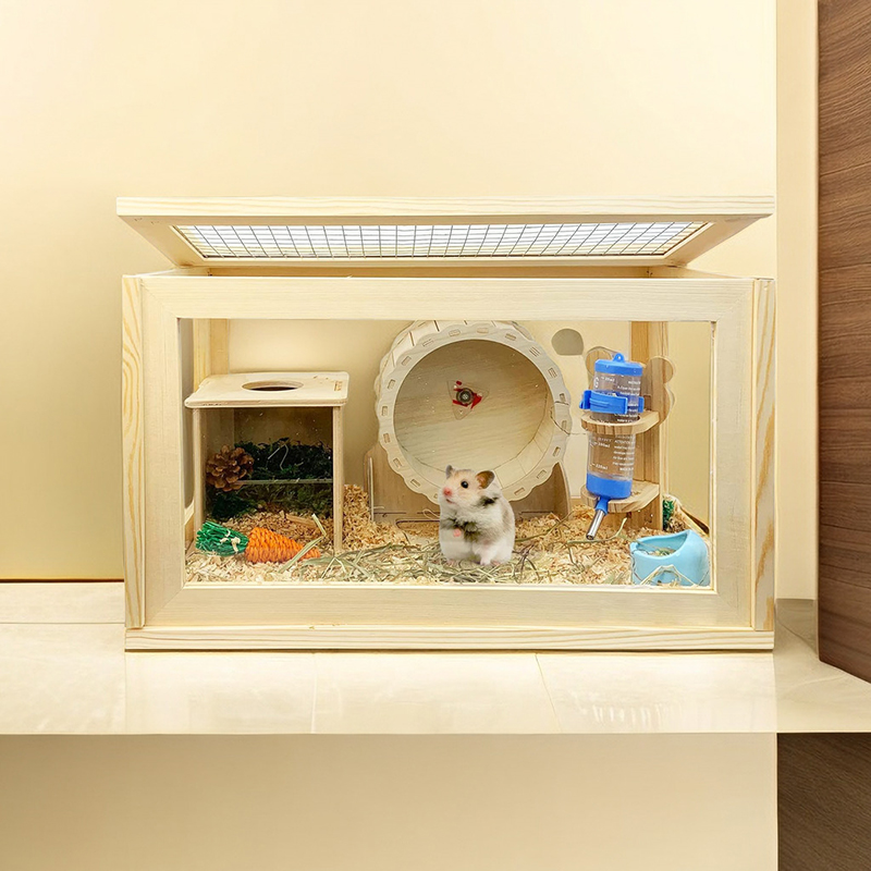 Wooden Hamster Cage and Habitats with Top Ventilation