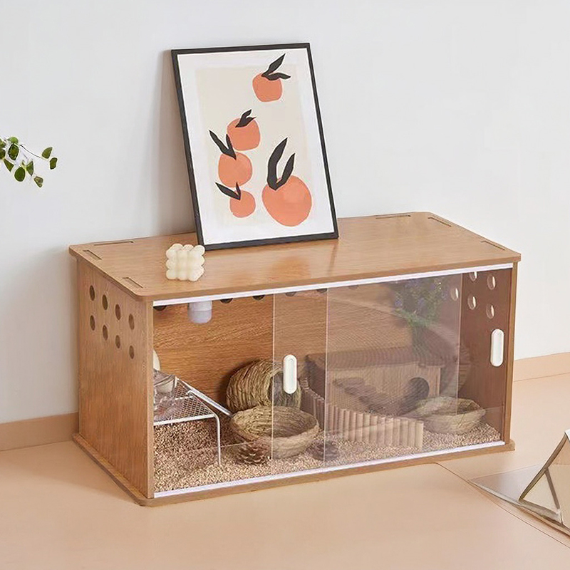 Wooden Hamster Habitat with Openable Top and Large Acrylic Sheets
