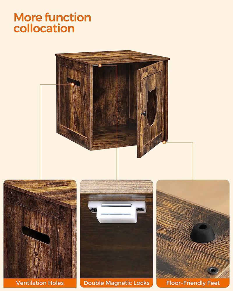 Wooden Hidden Litter Box Enclosure Cabinet with Single Door