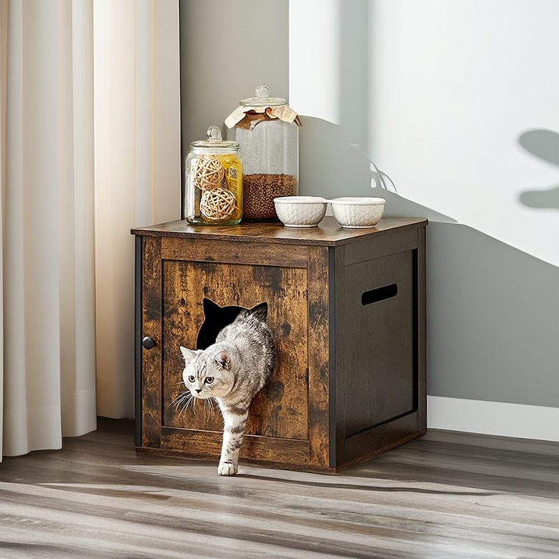 Wooden Hidden Litter Box Enclosure Cabinet with Single Door